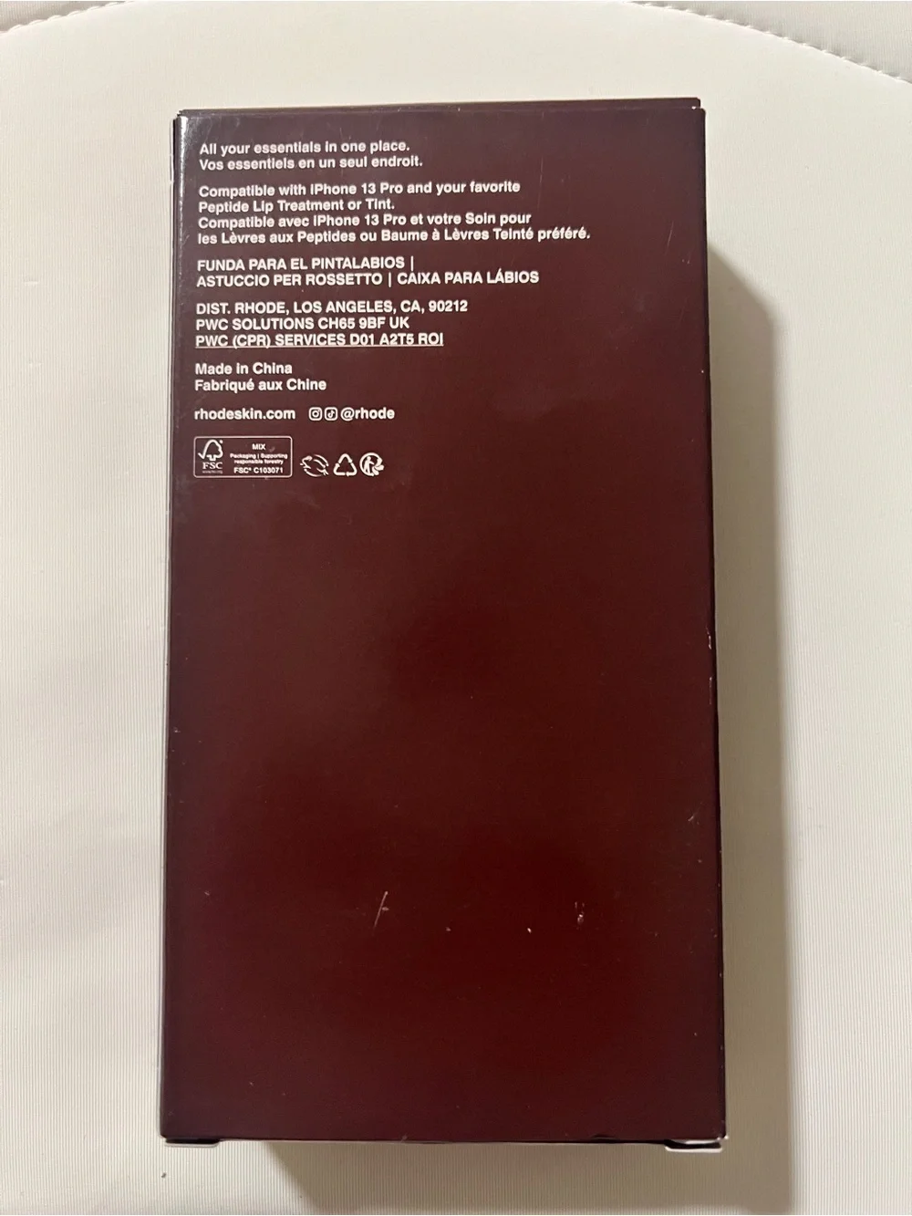 LNIB rhode iPhone 13 Pro Espresso Peptide Lip Holder Silky Silicone Case